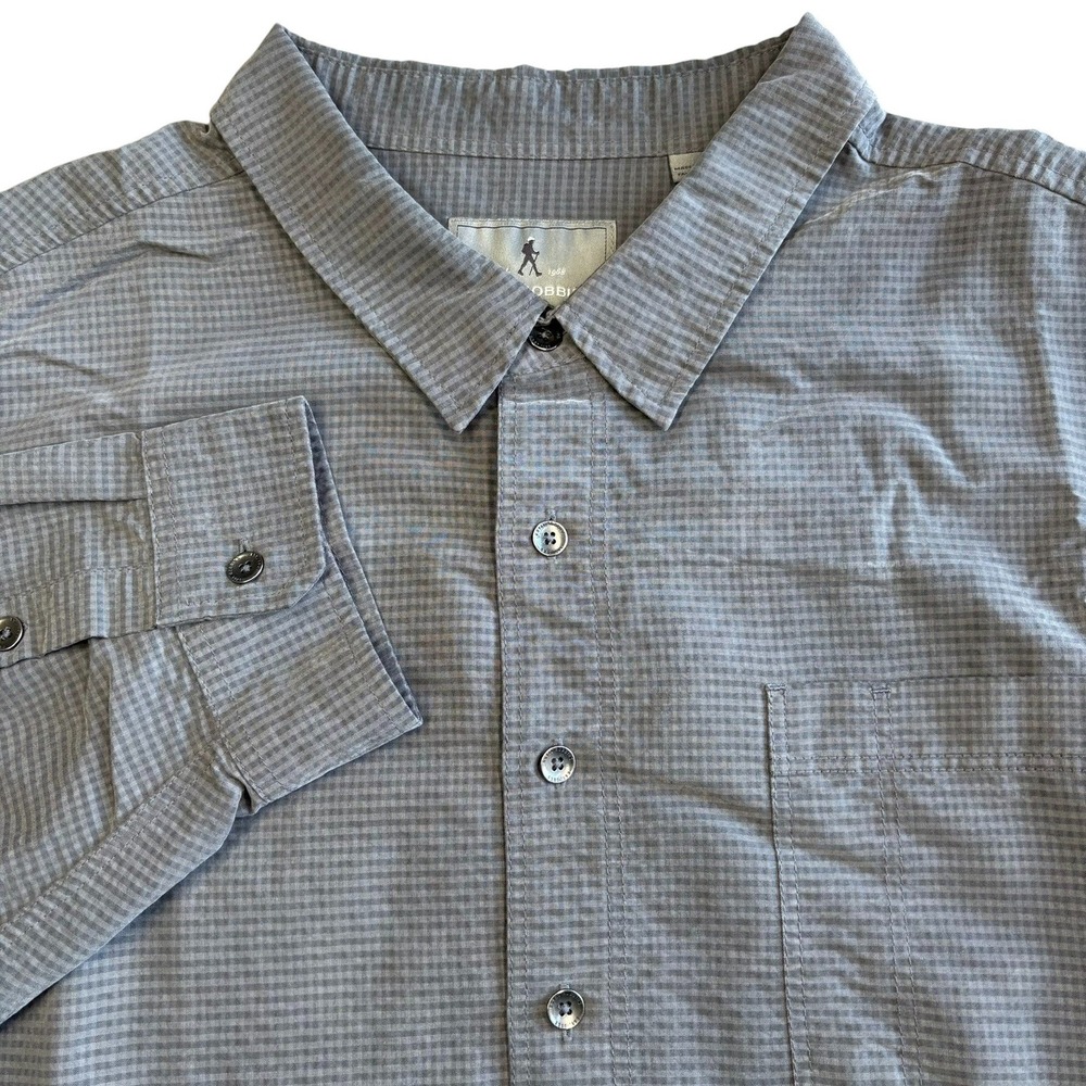 Royal Robbins Button Front Shirt Mens 4XL Gray Micro Check Relaxed Fit